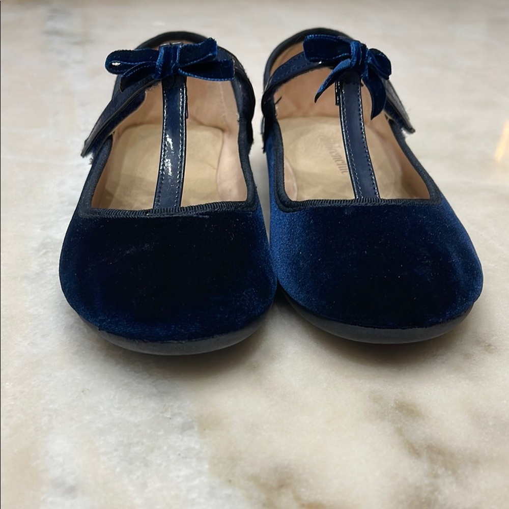 Designer Childrenchic Navy Blue Velvet Kids Shoes